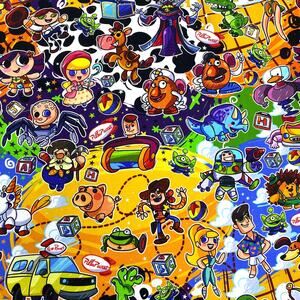 Toy Story Printed Stretch Cotton Lycra Apparel Fabric 1 Yard x 60"